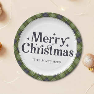 Elegante Familie Frohe Weihnachten Party Klassisch Pappteller
