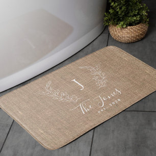 Elegante Familie monogramm moderne Bauernhaus rust Badematte