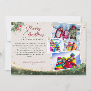 Elegante Familien-Weihnachtsfeier 4 Fotos Feiertagskarte