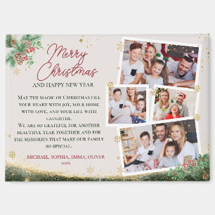 Elegante Familien-Weihnachtsfeier mit 4 Fotos Magnet
