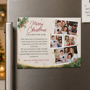Elegante Familien-Weihnachtsfeier mit 4 Fotos Magnet