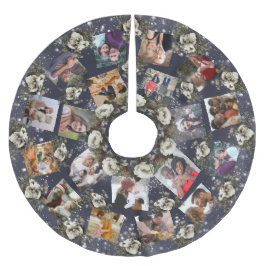 Elegante Familienfoto Collage Winter Garden Polyester Weihnachtsbaumdecke