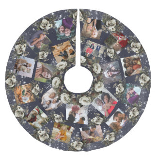 Elegante Familienfoto Collage Winter Garden Polyester Weihnachtsbaumdecke