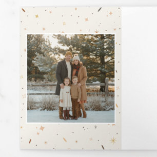 Elegante Familienfoto-Portrait-Collage Weihnachten Dreifach Gefaltete Ankündigung