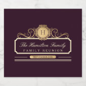 Elegante Family Wiedersehen Burgundy Gold Schaumweinetikett (Einzelnes Label)