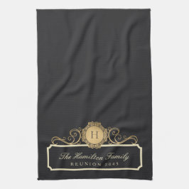 Elegante Family Wiedersehen Monogram Charcoal Kitc Geschirrtuch