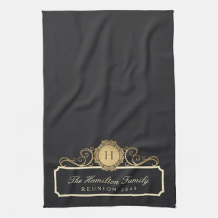 Elegante Family Wiedersehen Monogram Charcoal Kitc Geschirrtuch