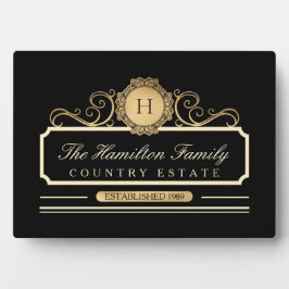 Elegante Family Zuhause Gold Black Fotoplatte