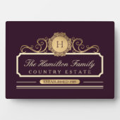 Elegante Family Zuhause Gold Burgundy Plum Fotoplatte (Vorderseite)