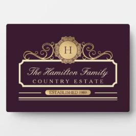 Elegante Family Zuhause Gold Burgundy Plum Fotoplatte