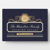 Elegante Family Zuhause Gold Navy Fotoplatte (Vorderseite)