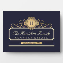 Elegante Family Zuhause Gold Navy Fotoplatte