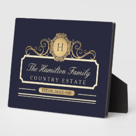Elegante Family Zuhause Gold Navy Fotoplatte