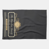 Elegante Family Zuhause Monogram Gold Kohle Küche Geschirrtuch (Horizontal)