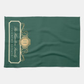 Elegante Family Zuhause Monogram Heritage Green Geschirrtuch (Horizontal)