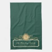 Elegante Family Zuhause Monogram Heritage Green Geschirrtuch (Vertikal)