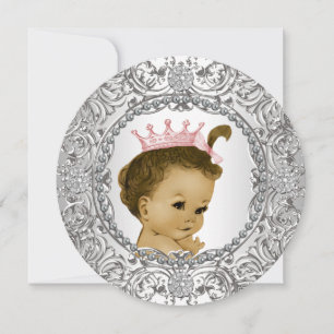 Elegante Fancy Rosa und Silber Baby Mädchen Shower Einladung