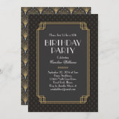 Elegante Fans Art Deco Einladung (Vorne/Hinten)