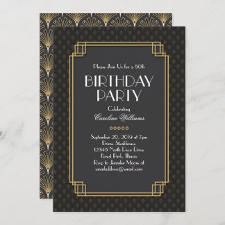 Elegante Fans Art Deco Einladung