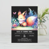 Elegante Fantasy Fox Geburtstag digital Einladung (Stehend Vorderseite)