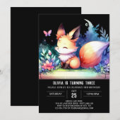 Elegante Fantasy Fox Geburtstag digital Einladung (Vorne/Hinten)
