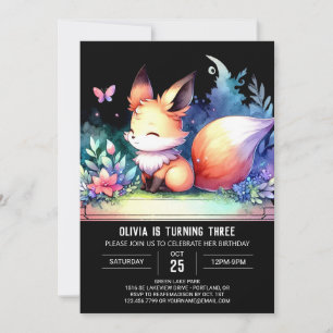 Elegante Fantasy Fox Geburtstag digital Einladung