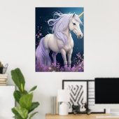 Elegante Fantasy Magical Unicorn Poster (Heimbüro)
