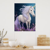 Elegante Fantasy Magical Unicorn Poster (Küche)