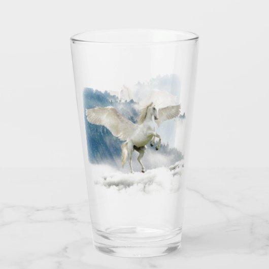 Elegante Fantasy Pegasus Mythical Flying Unicorn Glas (Rückseite)