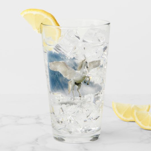 Elegante Fantasy Pegasus Mythical Flying Unicorn Glas (Vorderseite Ice)