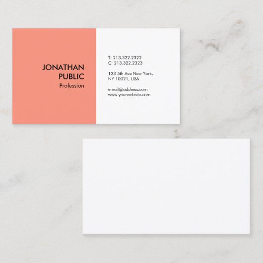 Elegante Farbe Modernes Berufliches SimpleTemplate Visitenkarte (Vorne/Hinten)
