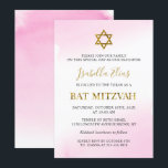 Elegante Farbe Pastel Pink Gold Bat Mitzvah Einladung<br><div class="desc">Elegante Aquarellfarben Pastel Pink Gold Bat Mitzvah Einladung</div>