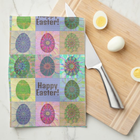 Elegante Farben Abstrakte Eier Ostern Geschirrtuch (Viertel Falte)