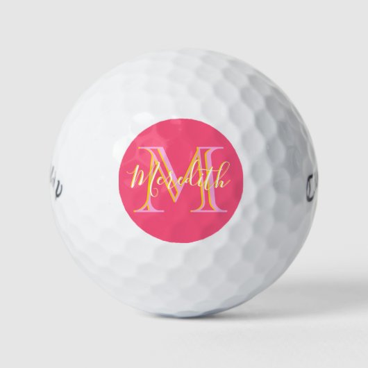 Elegante Farben Lilacs Gold Custom Monogram Name Golfball (Vorderseite)