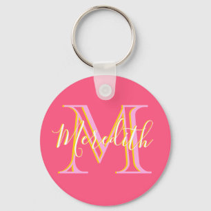 Elegante Farben Lilacs Gold Custom Monogram Name Schlüsselanhänger
