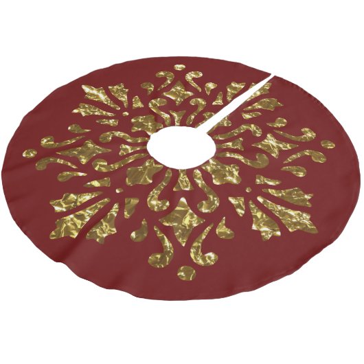 Elegante Farben mit bedrucktem Goldfoliendesign Polyester Weihnachtsbaumdecke (Schrägansicht)