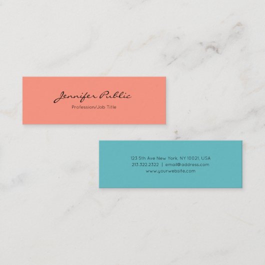 Elegante Farben Moderne Minimalistische Berufliche Mini Visitenkarte (Vorne/Hinten)