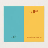 Elegante Farben Moderne Monogramm-Vorlage Visitenkarten (Außenseite Aufgefaltet)