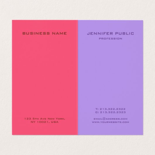 Elegante Farben Moderne Monogramm-Vorlage Visitenkarten (Innenseite Aufgefaltet)