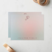 Elegante Farben Script Mit Monogramm Modern Einfac Mitteilungskarte (Vorderseite/Rückseite Beispiel)