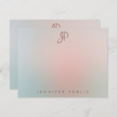 Elegante Farben Script Mit Monogramm Modern Einfac Mitteilungskarte (Vorne/Hinten)