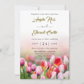 Elegante Farben Tulip Florals Einladung Hochzeit (Vorderseite)