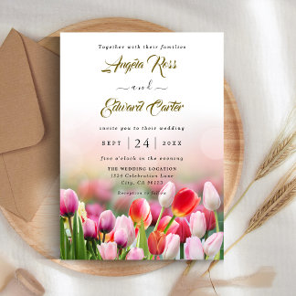 Elegante Farben Tulip Florals Einladung Hochzeit
