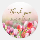 Elegante Farben Tulip Florals Hochzeit Runder Aufkleber (Vorderseite)