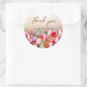 Elegante Farben Tulip Florals Hochzeit Runder Aufkleber (Tasche)