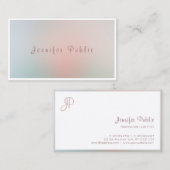 Elegante Farben Vorlage Modernes Skriptmonogramm Visitenkarte (Vorne/Hinten)