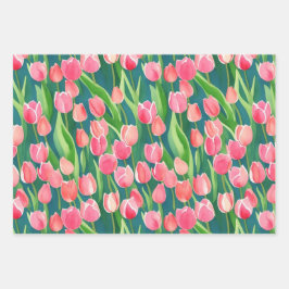 Elegante Farben Wasser Blume Garteni Geschenkpapier Set
