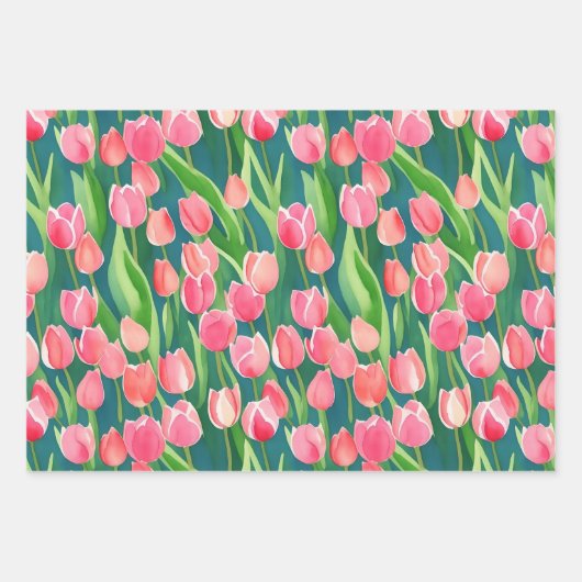 Elegante Farben Wasser Blume Garteni Geschenkpapier Set (Vorderseite)