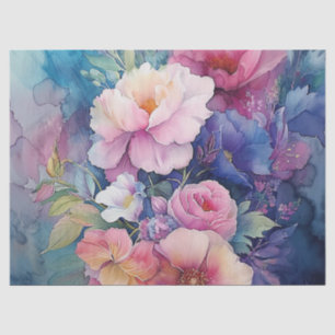 Elegante Farben Wasserfarbe Blumendekoupage Seidenpapier