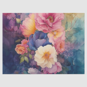 Elegante Farben Wasserfarbe Blumendekoupage Seidenpapier